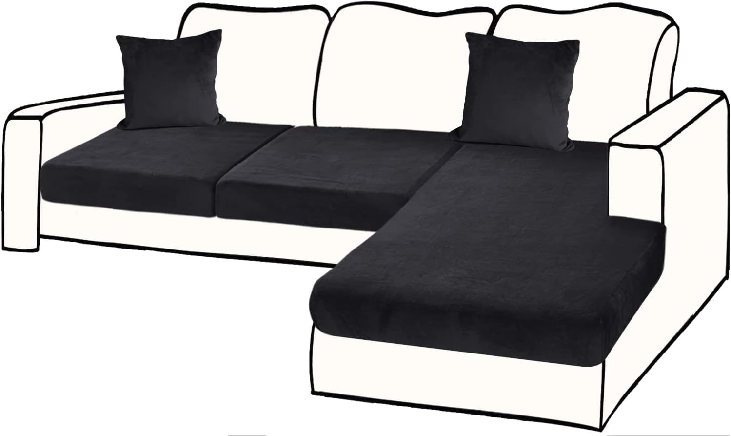 Btwa Sectional Couch Covers For Three-Piece Velvet Seat Cushions: Stretc... - $51.92