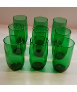 Vintage Set of 9 Anchor Hocking Roly Poly Forest Green 13oz Iced Tea Tum... - £35.34 GBP