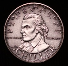 Famous Men Grobe Manner Friedrich Schiller Silber 1000 Fein Silver Coin Medal Gm - £219.84 GBP