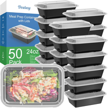 50 Pack (100-Piece) 24 Oz Meal Prep Containers Reusable with Lids, Sturd... - £21.59 GBP