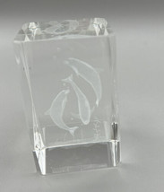 Figurines Three Dolphin Swimming Paperweight Glass 3 x 2 x 2  Inches - $13.98