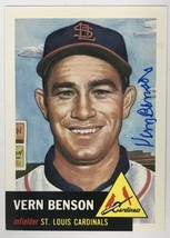 Vern Benson (d. 2014) Signed Autographed 1953 Topps Archives Baseball Card - St. - £11.79 GBP