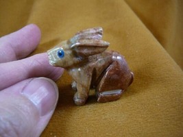 (y-bun-26) Red Bunny Rabbit Soapstone Gem Carving Figurine Rabbits Love Hopping - £6.86 GBP