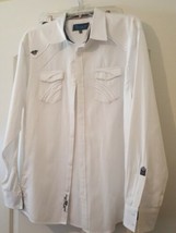 Roar Men’s long sleeve button up white light shirt Size 2XL Euc - £18.04 GBP