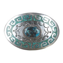 70&#39;s Tommy Singer Morenci Turquoise Sterling chip inlay belt buckle - $796.95