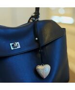 Puffy Big Heart Bag Charm Black Silver - $24.99 CAD