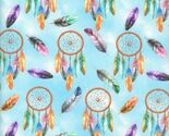 Cotton Spirit Threads Feather Dreamcatcher Sky Blue Fabric Print by Yard... - $13.95