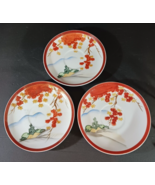 3 Japanese KUTANI SAUCERS Rust Gold Leaves Vintage Hand-painted 5 5/8&quot; - $528.70 MXN