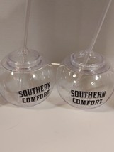 NEW Southern Comfort Fish Bowl Plastic Drinking Cups With Lids &amp; Straws - $7.85
