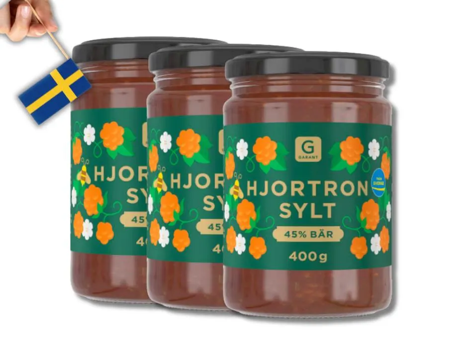 3 Jars Garant Hjortronsylt  45% Berries, 400g (14.10 oz)  Swedish Cloudb... - $67.90