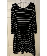ARIZONA JEAN CO.DRESS Stretchy 3/4 Sleeve Black White Striped Dress Jrs ... - £10.26 GBP