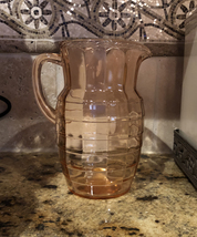 Pink Anchor Hocking Depression Glass 8&quot; Water Pitcher with Rope Edge Rim - £62.77 GBP