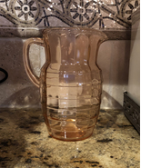 Pink Anchor Hocking Depression Glass 8&quot; Water Pitcher with Rope Edge Rim - £63.75 GBP