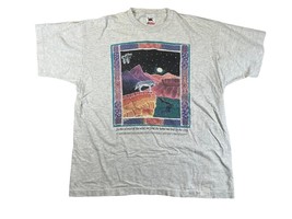 Fruit of the Loom 1991 Jim Morris Environmental Art Tee Vintage Gray L USA Wolf - £27.14 GBP