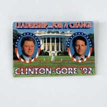 Bill Clinton Al Gore 1992 Campaign Button Pinback Leadership For A Change 3 x 2 - £7.39 GBP