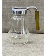Vintage Dripcut Syrup Pitcher Federal Tool Glass w/ Green Bakelite Handle - $23.75