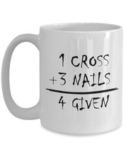 God&#39;s Math Christian Gift 1 Cross 3 Nails 4 Given Jesus Christ Savior Ceramic Co - £15.14 GBP