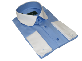 Men 100% Cotton Shirt CIERO MONTERO Turkey #STN 258 Blue/White Collar Sl... - £38.48 GBP