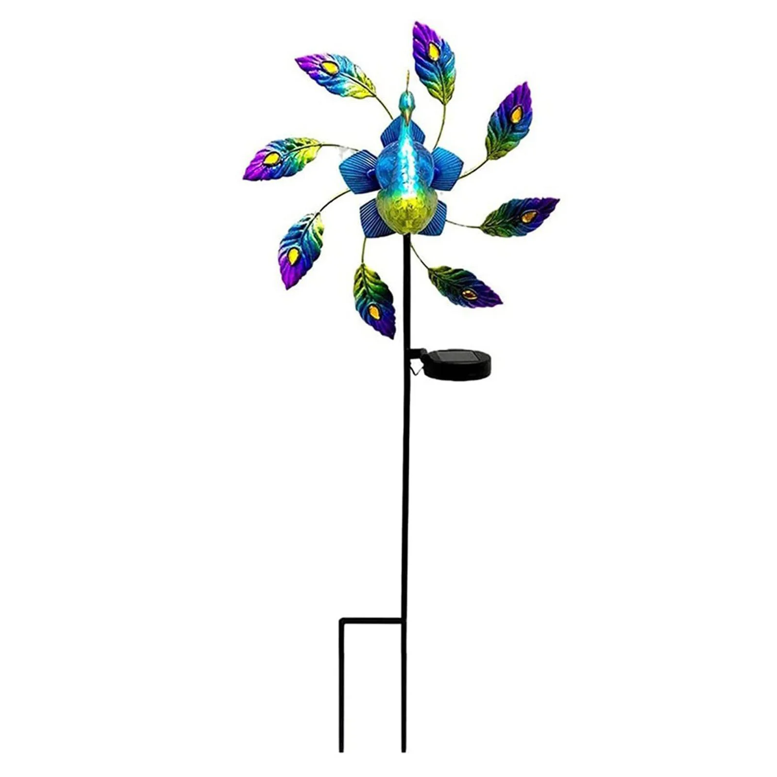  Solar Peacock Windmill Garden Light 3D Hummingbird Pinwheel scape Lamp Lighting - £167.64 GBP