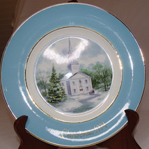 Vintage Christmas Country Church 1974 Avon Collector Plate Pretty Blue Plate  - £3.59 GBP