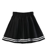 Genetic Girl&#39;s Double Layer Elasticated Pleat Skirt (M, Black White Stri... - £20.49 GBP