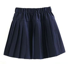 Genetic Women`s Plaid Double Layers Elasticated Pleated Skirt(M,Navy blue) - £20.49 GBP