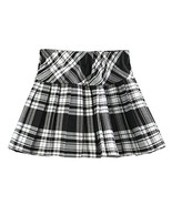 Girl`s Plaid Double Layers Elasticated Pleated Skirt(Child S, White black) - £18.91 GBP