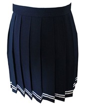 High Waist Flat flared versatile short Pleated Skirts costumes (XL,Navy Blue ) - £18.91 GBP