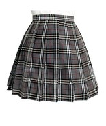Women`s School Uniform High Waist plus size kilt Pleated Skirts(4XL, Grey ) - $22.76