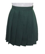 Women`s School Uniform High Waist Solid Pleated Skirts (XL ,Dark green) - £15.85 GBP