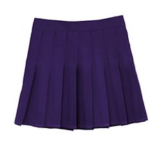 Women High Waist Solid Pleated Mini Slim Single Tennis Skirts (L,Dark Pu... - $24.74