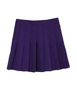 Women High Waist Solid Pleated Mini Slim Single Tennis Skirts (L,Dark Pu... - £19.70 GBP