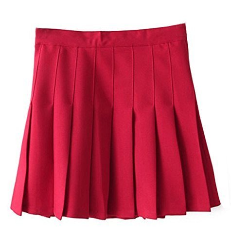 Primary image for Women High Waist Solid Pleated Mini Slim Single Tennis Skirts (XL, Wine Red)