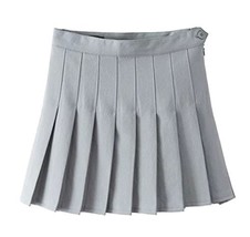 Women High Waist Solid Mini Slim Single Tennis Skirts (Grey) [Apparel] - £19.83 GBP