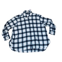 Lane Bryant Women’s Blue Black White Plaid Flannel Long Sleeve Shirt 26/28 NWT - £26.21 GBP