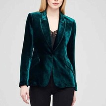L&#39;Agence Chamberlain Velvet Blazer In Forest Green One Button Size 2 - £304.31 GBP
