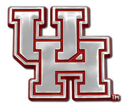 university of houston shiny red outlined UH logo chrome auto car emblem - £23.48 GBP