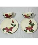 2 Blue Ridge Southern Pottery Floral Coffee Cup Saucer Painted Flower Wi... - $19.99