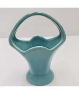 Camark Pottery Small Aqua Blue Basket 4 1/4&quot;H Made U.S.A. Vintage 1940s - £22.39 GBP