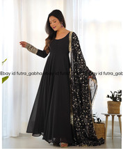 Designer black partywear anarkali suit with heavy work dupatta for women... - $50.00