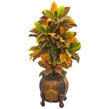Nearly Natural 9464 44 in. Croton Artificial Plant in Decorative Planter - £171.37 GBP