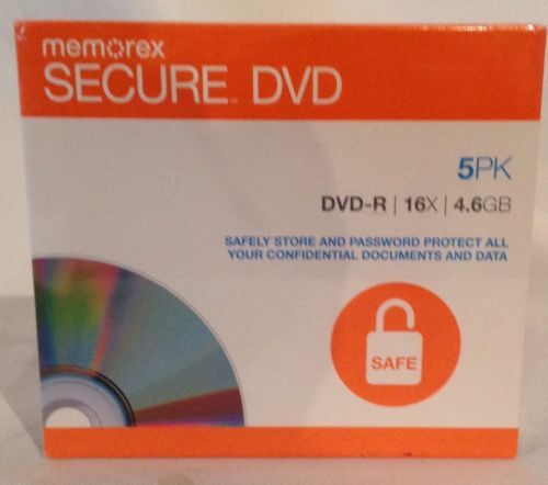 Memorex -Secure 5-Pack 16x DVD-R Discs with Slimline Case AES 256-Bit Encryption - $9.94