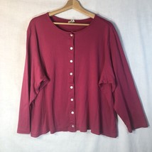 L L Bean Size 3x Dark Pink Knit Cardigan Knit Top Button Up Shirt Supima Cotton - £19.41 GBP