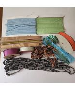 Sewing Trim Ribbon Grosgrain Velvet Satin Sequin Metallic 200+ Yds Vtg 6... - $98.99