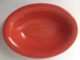 Vintage Red Orange Oval Bowl Unmarked Harlequin Fiesta Style 10&quot; - £19.94 GBP