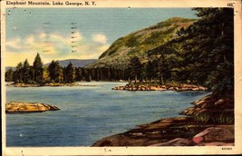 Vintage Linen POSTCARD- Elephant Mountain, Lake George, Ny BK47 - £1.57 GBP