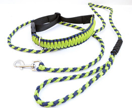 550 Paracord Dog Collar &amp; Leash Set 15&quot; - 25&quot; Collar 6 foot Leash (Neon / Blue) - £13.39 GBP