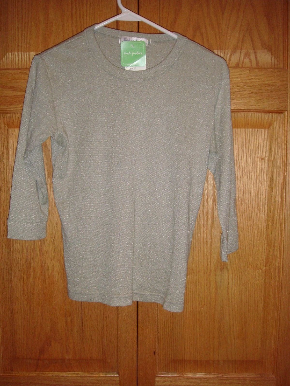 Fresh Produce Top L Safari Soft Sheen 3/4 Sleeve Top NWT - $14.99