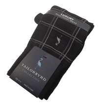 Tailorbyrd Men&#39;s Windowpane Plaid Dress Socks Pima Cotton Blend Black Si... - £9.57 GBP