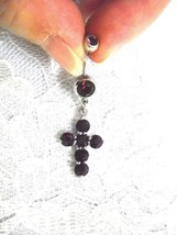 Rich Purple Cross With Deep Purple Cz Stones On 14G Cz Belly Ring Barbell - £5.46 GBP
